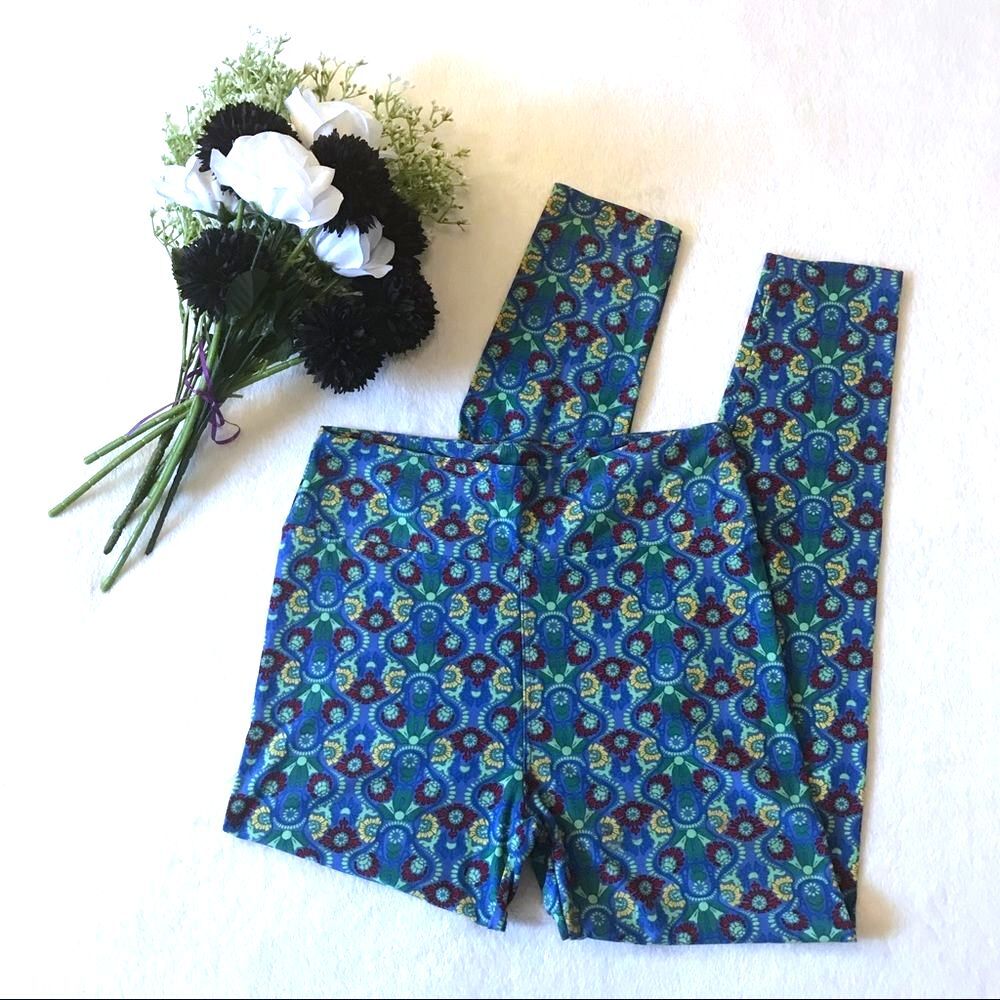 LuLaRoe Leggings OS Yellow Blue Green